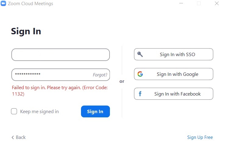 What to do if you get a Zoom error code 1132 on your screen
