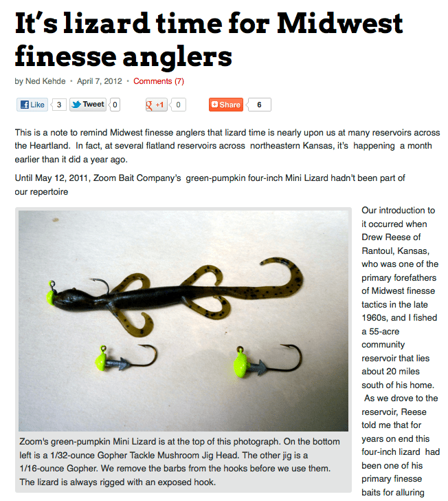 In-Fisherman Features Green-Pumpkin Four-Inch Zoom Mini Lizard