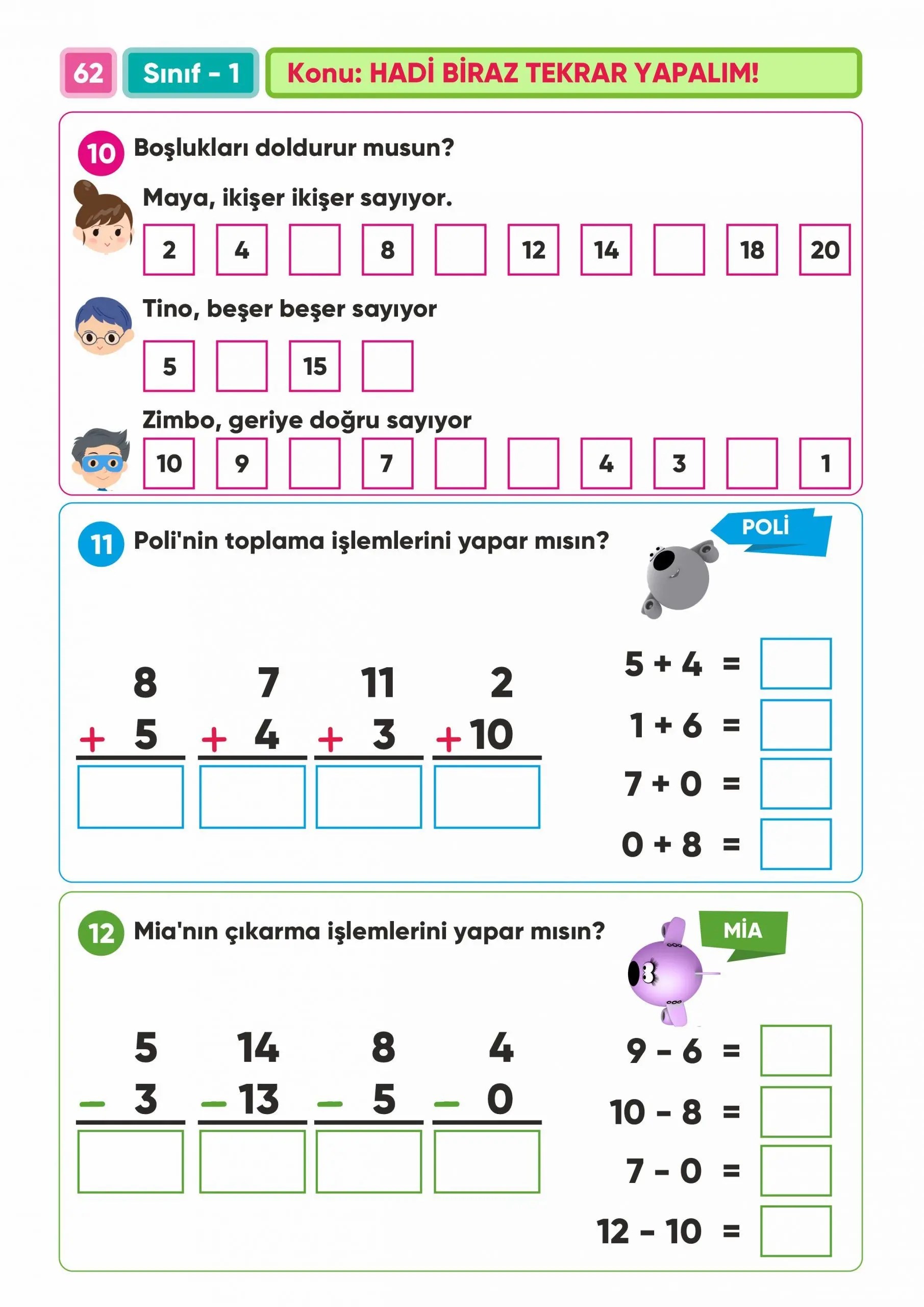 1.Sınıf Matematik Artırılmış Gerçeklik Soru Bankası zoziler