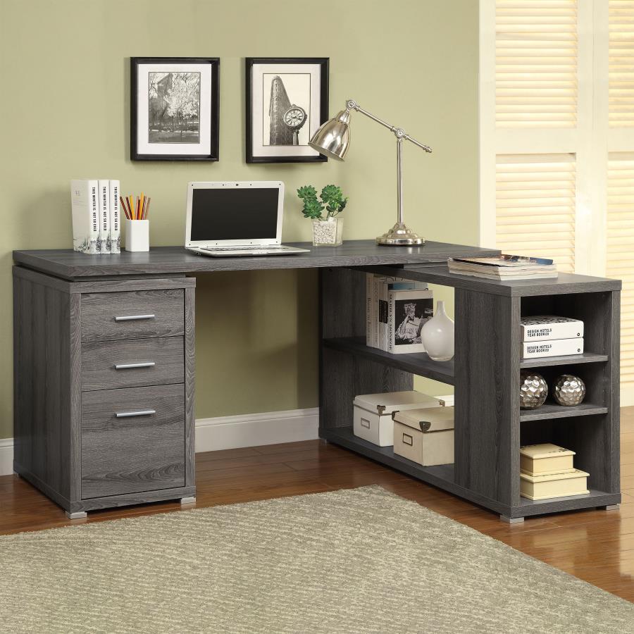 YVETTE LSHAPED OFFICE DESK WEATHERED GRAY Zozi’s Loft