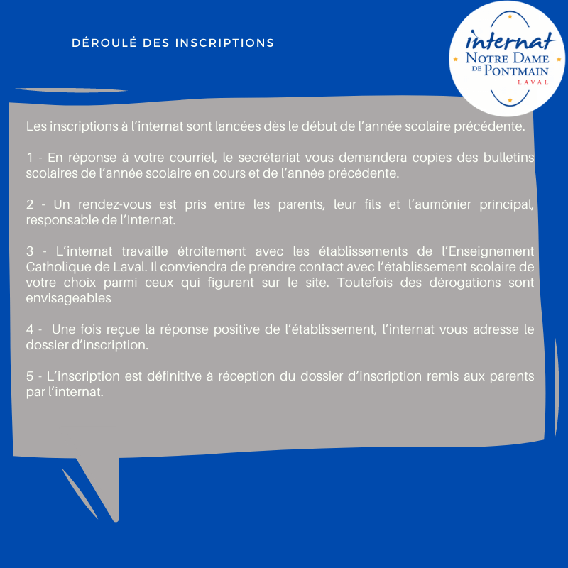 Renseignements et inscription Internat Notre Dame de Pontmain à Laval