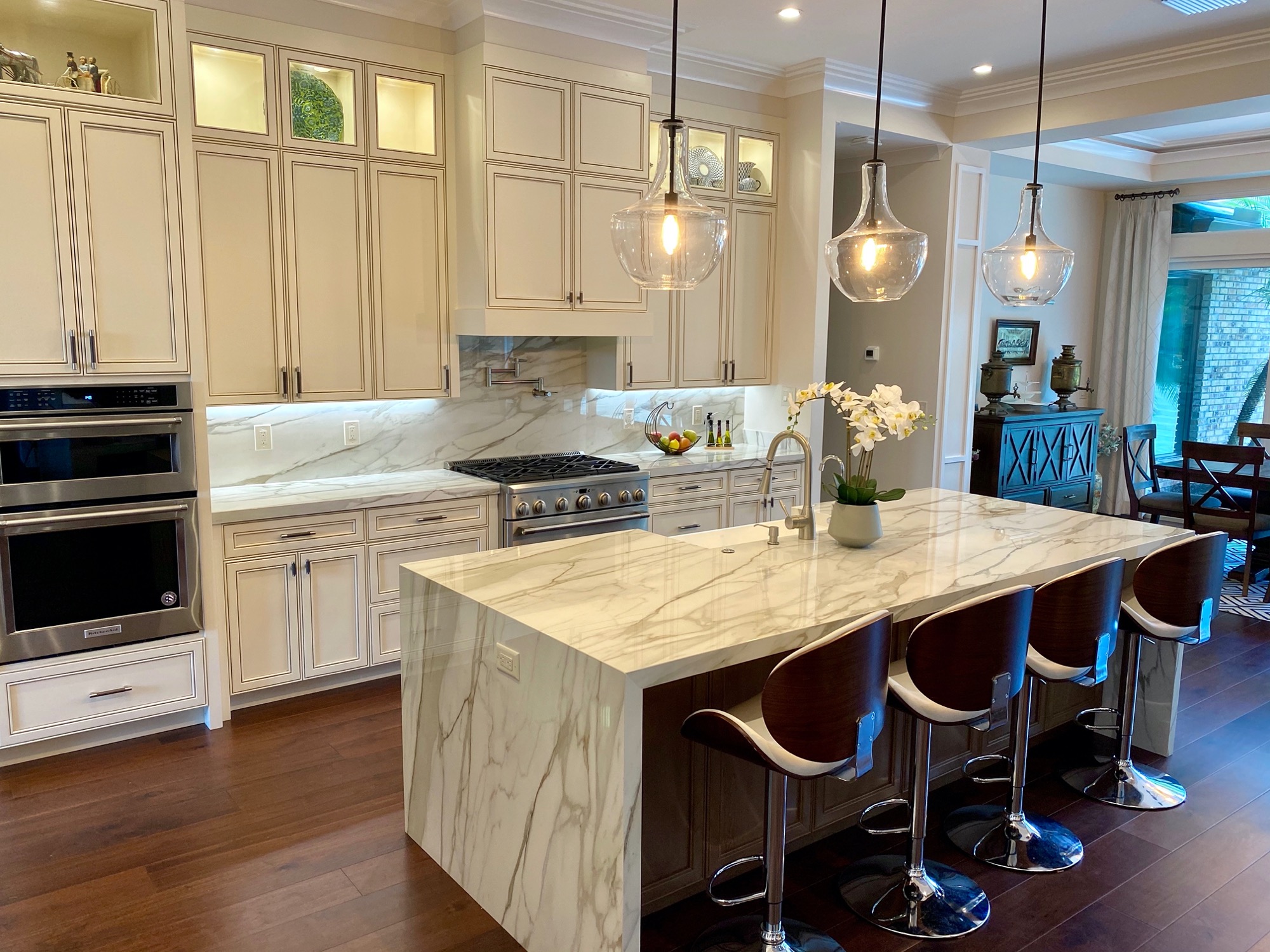 New in these porcelain slabs will give you the marble look without the hassle