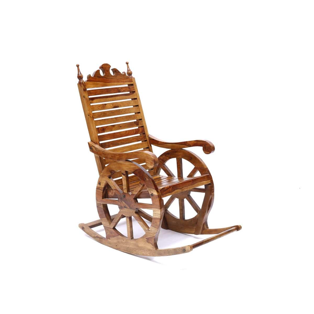 Wheel Inspired Rock Sheesham Rocking Chair