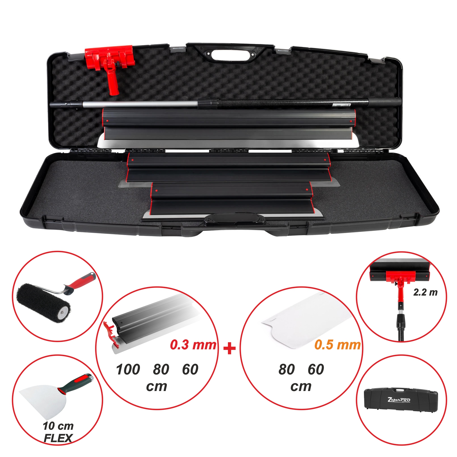 ZuperPRO Skimming Blades Set 60/80/100 cm 0.3 mm Extra Light Handle