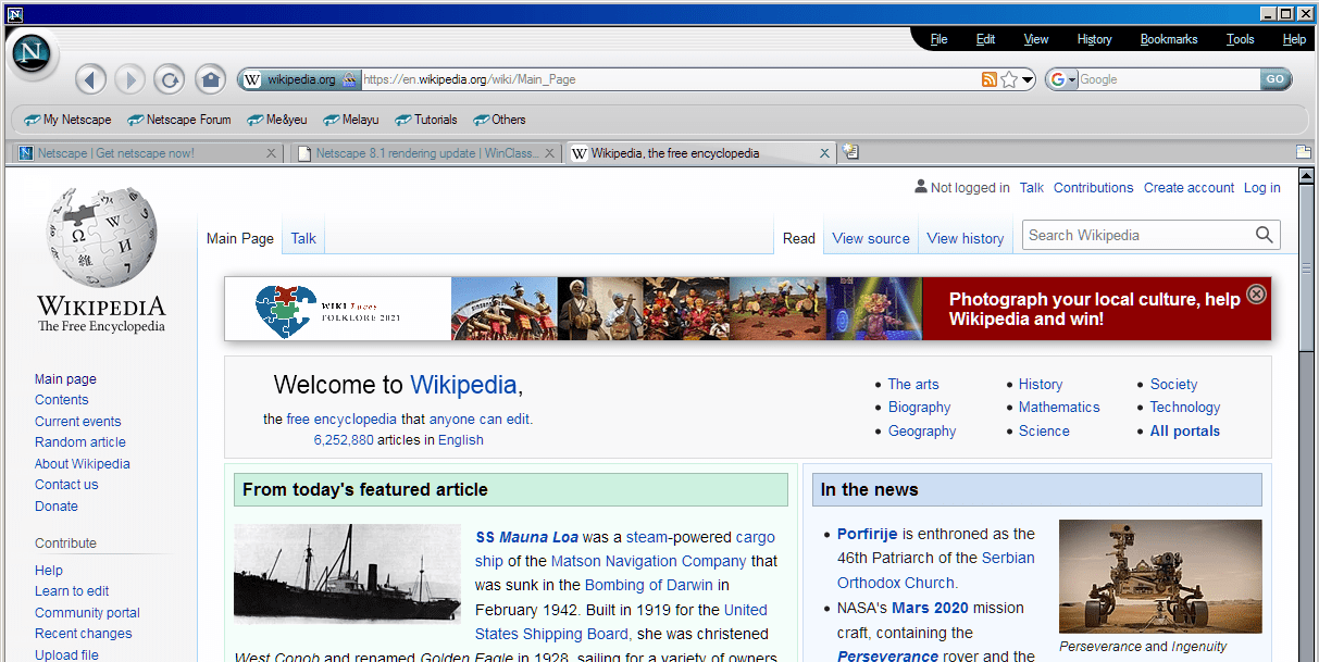 Netscape 8.1 rendering and theme . WinClassic