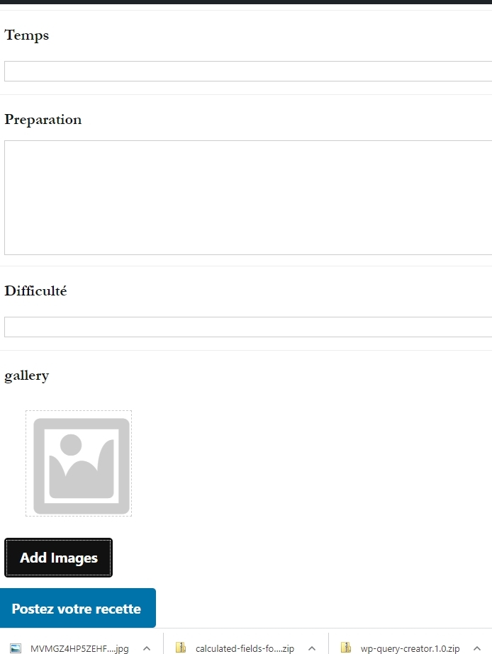 how to display the images from the gallery ACF Support