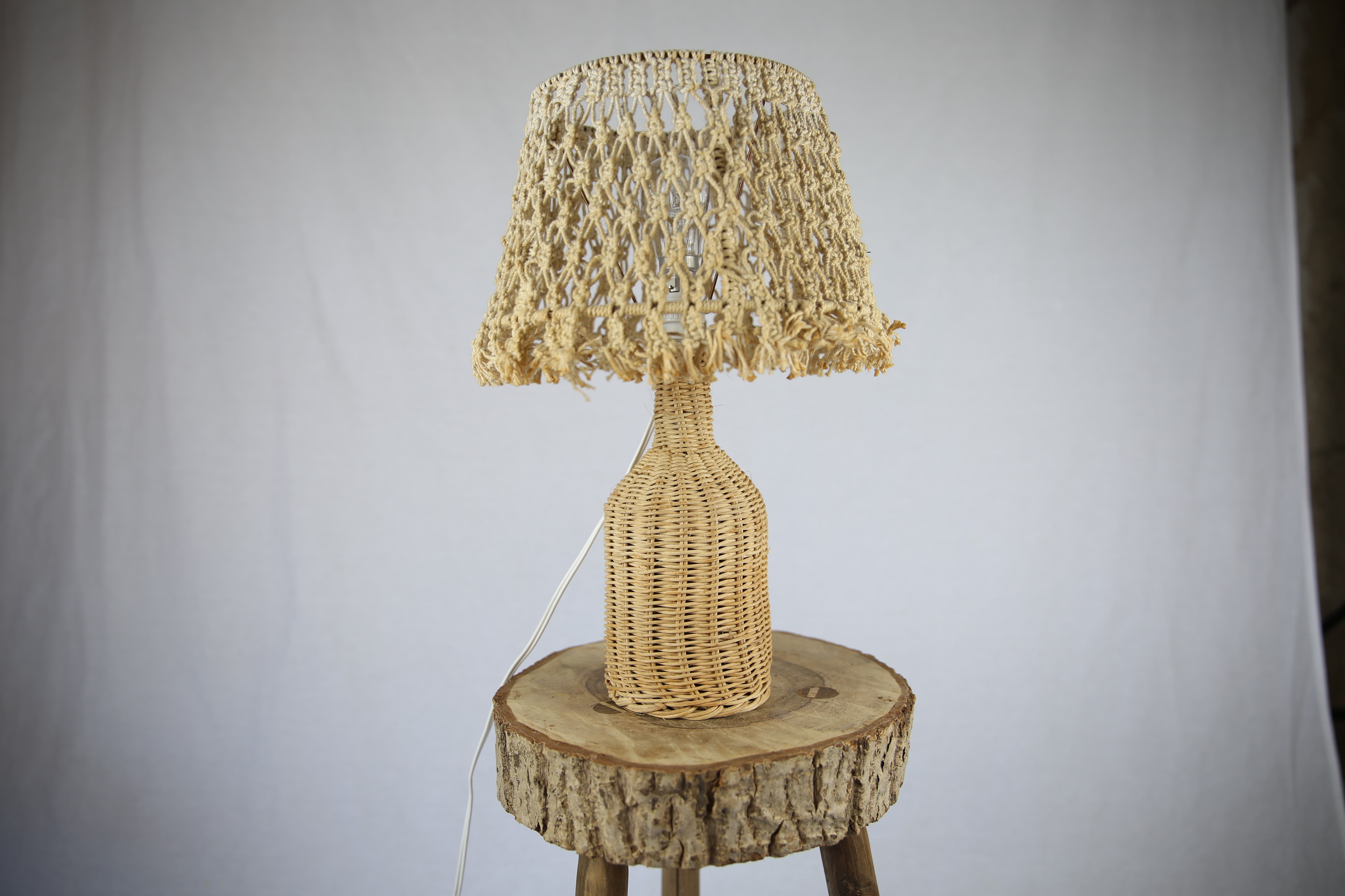 Lampe macramé et osier ZwickyFactory
