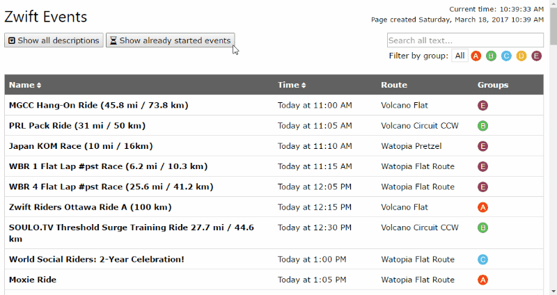 The ZwiftHacks event list is live… ZwiftHacks