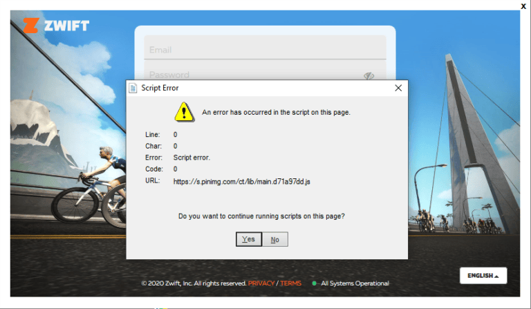 What is this script error in Zwift’s launcher? ZwiftHacks