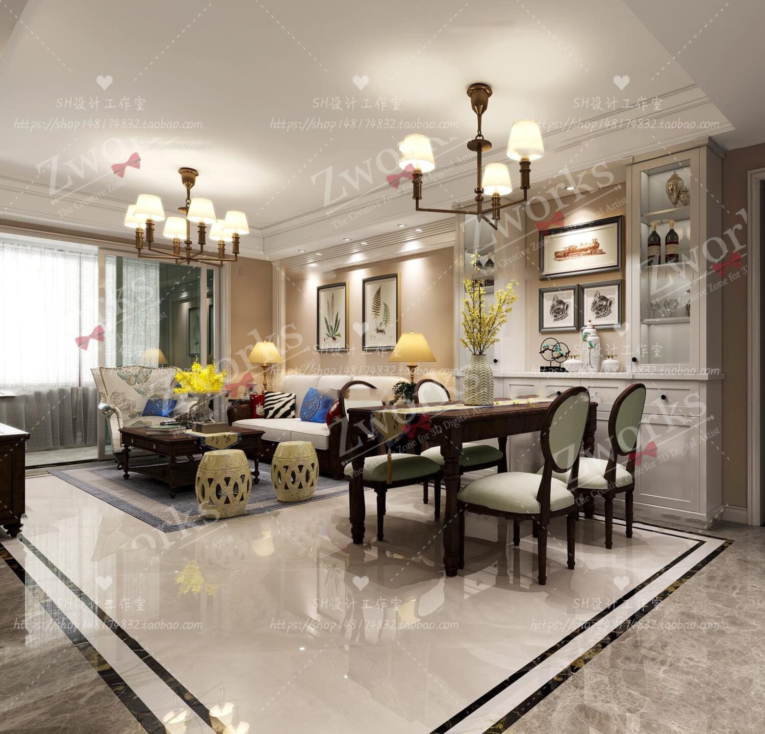 Download free Living Room Scene 3D Max Zworks 3D Models