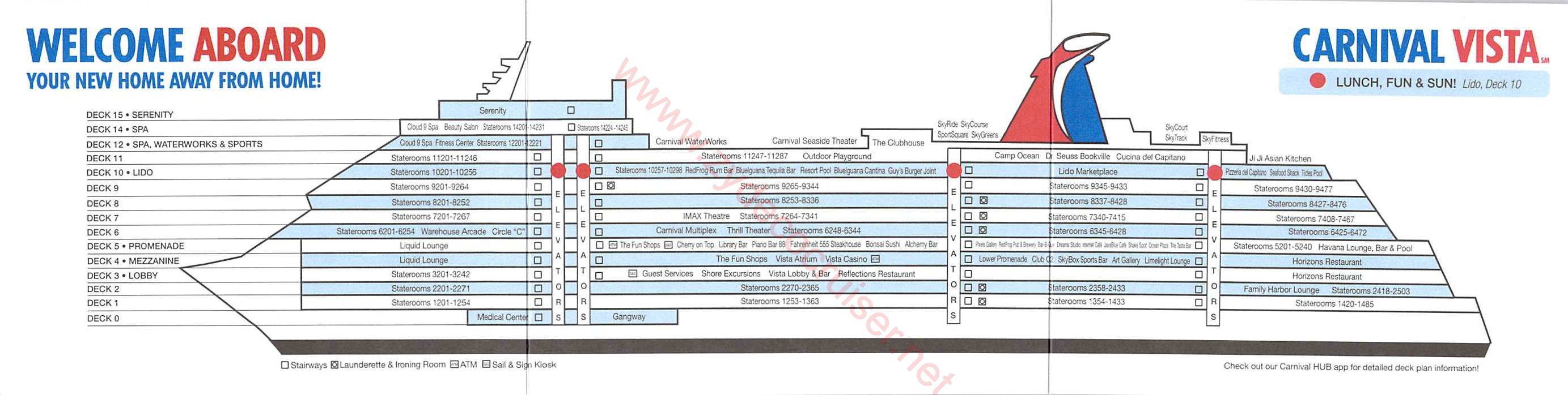 Carnival Vista Deck Plan Card Front Carnival Vista Deck Plan Card Back